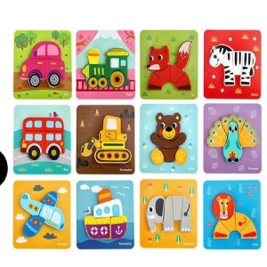 캐1 미니퍼즐12종 유치원퍼즐 퍼즐놀이세트 동물 교통